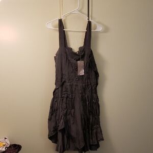Pretty Angel Gray Ruffled Tiered Mini Dress
